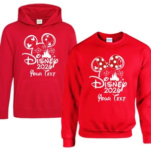 Disney 2026 Hoodie or Sweatshirt, Personalized Your Text Disney Trip Sweater, Mickey Minnie Matching Family Vacation Castle Fireworks 2026 Apparel