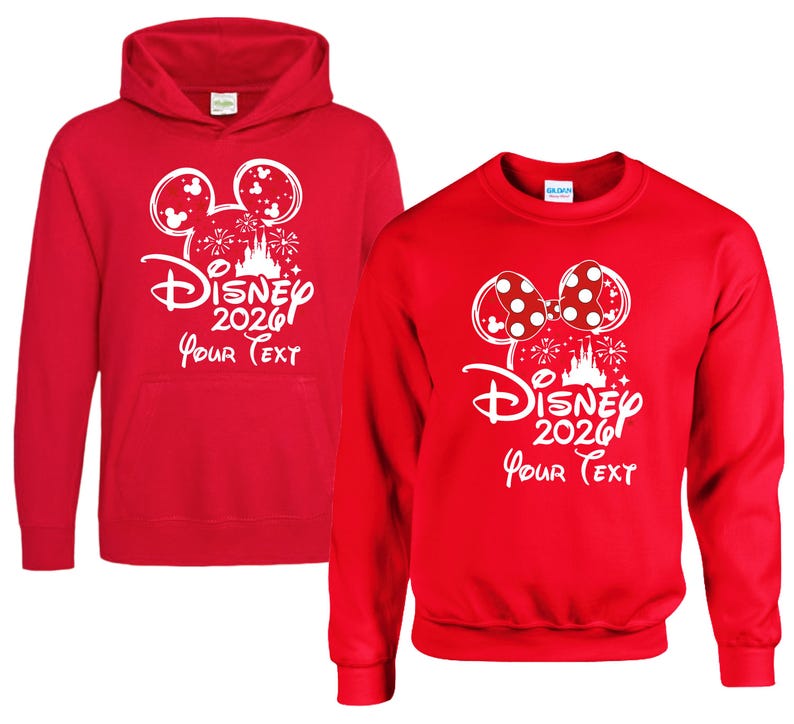Disney 2026 Hoodie or Sweatshirt, Personalized Your Text Disney Trip Sweater, Mickey Minnie Matching Family Vacation Castle Fireworks 2026 Apparel