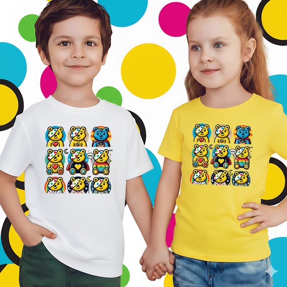 Personalised Pudsey Bear T-Shirt Children In Need Pudsey Face 2025 - Event T-Shirts For Schools