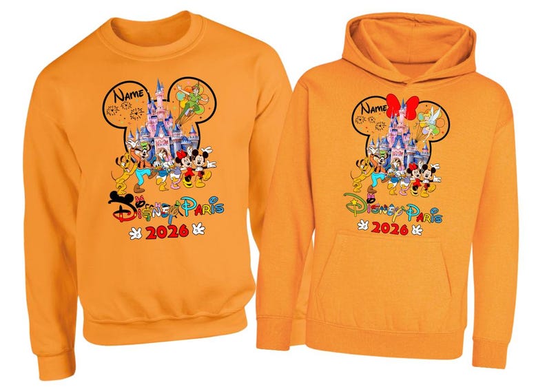 Personalised Disneyland Paris 2026 family Vacation Hoodie Jumper, Matching Disney Sweatshirts, Custom Mickey Minnie Unisex Adult Kids Top