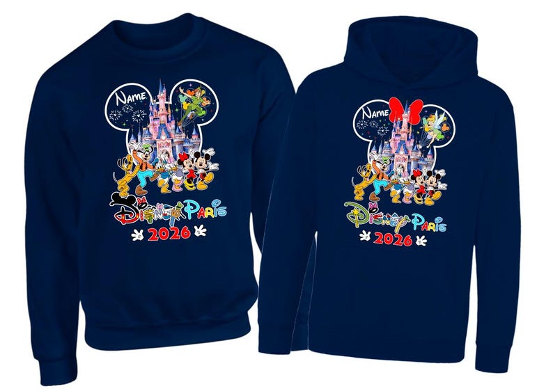 Personalised Disneyland Paris 2026 family Vacation Hoodie Jumper, Matching Disney Sweatshirts, Custom Mickey Minnie Unisex Adult Kids Top