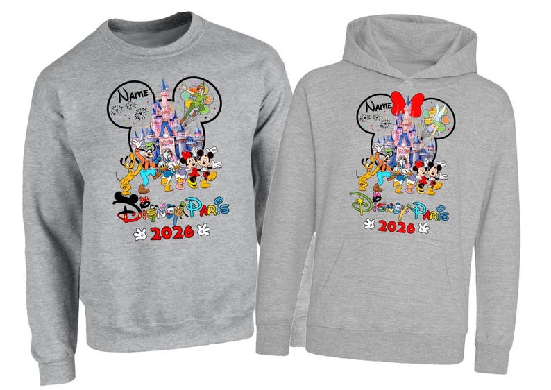 Personalised Disneyland Paris 2026 family Vacation Hoodie Jumper, Matching Disney Sweatshirts, Custom Mickey Minnie Unisex Adult Kids Top