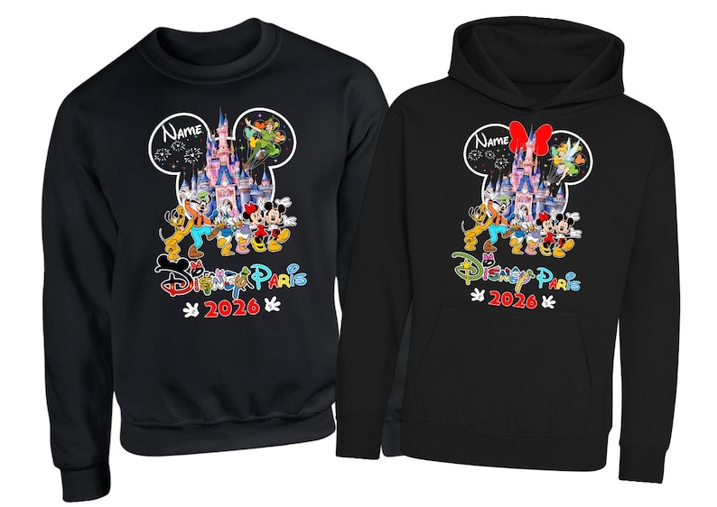 Personalised Disneyland Paris 2026 family Vacation Hoodie Jumper, Matching Disney Sweatshirts, Custom Mickey Minnie Unisex Adult Kids Top