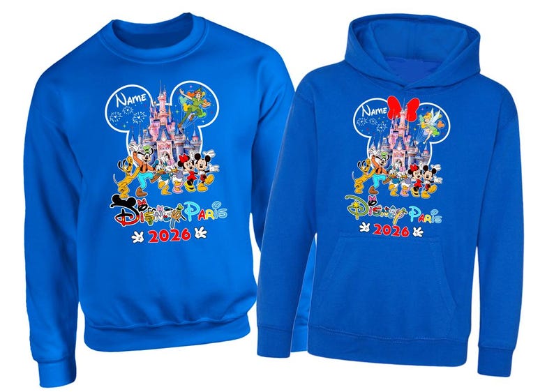 Personalised Disneyland Paris 2026 family Vacation Hoodie Jumper, Matching Disney Sweatshirts, Custom Mickey Minnie Unisex Adult Kids Top