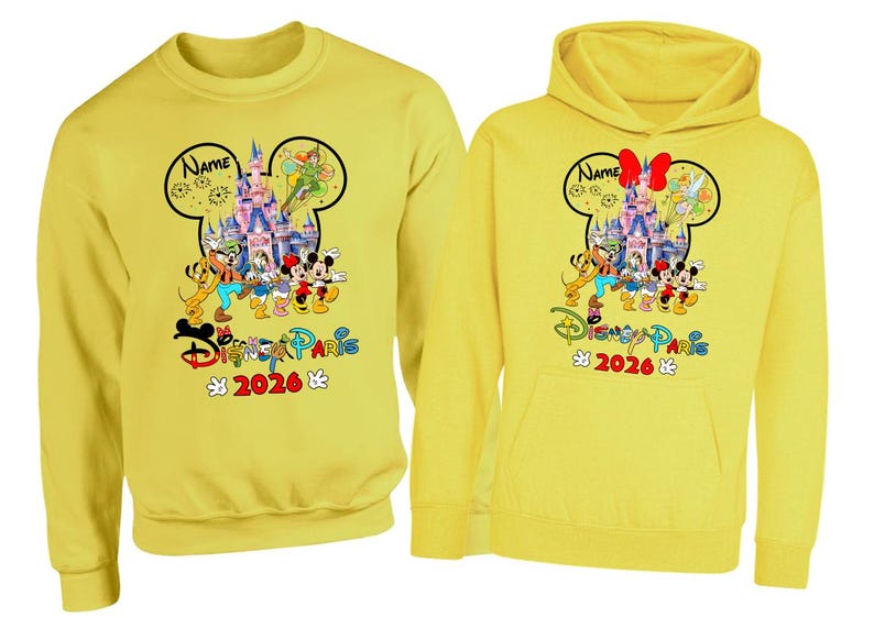 Personalised Disneyland Paris 2026 family Vacation Hoodie Jumper, Matching Disney Sweatshirts, Custom Mickey Minnie Unisex Adult Kids Top