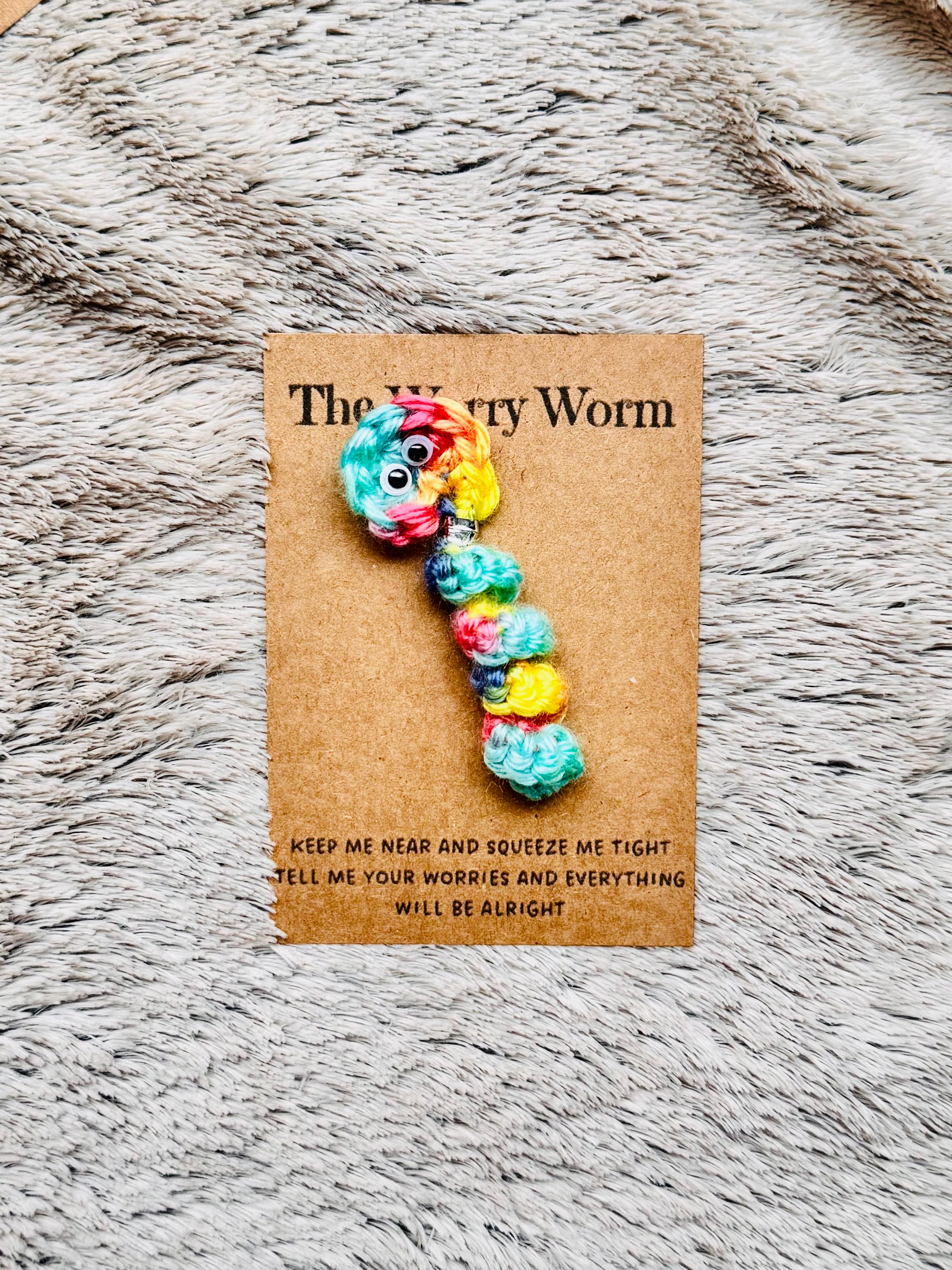 Pocket Hug - Worry Worm, Handmade Crochet, Kindness Token, Anxiety ...