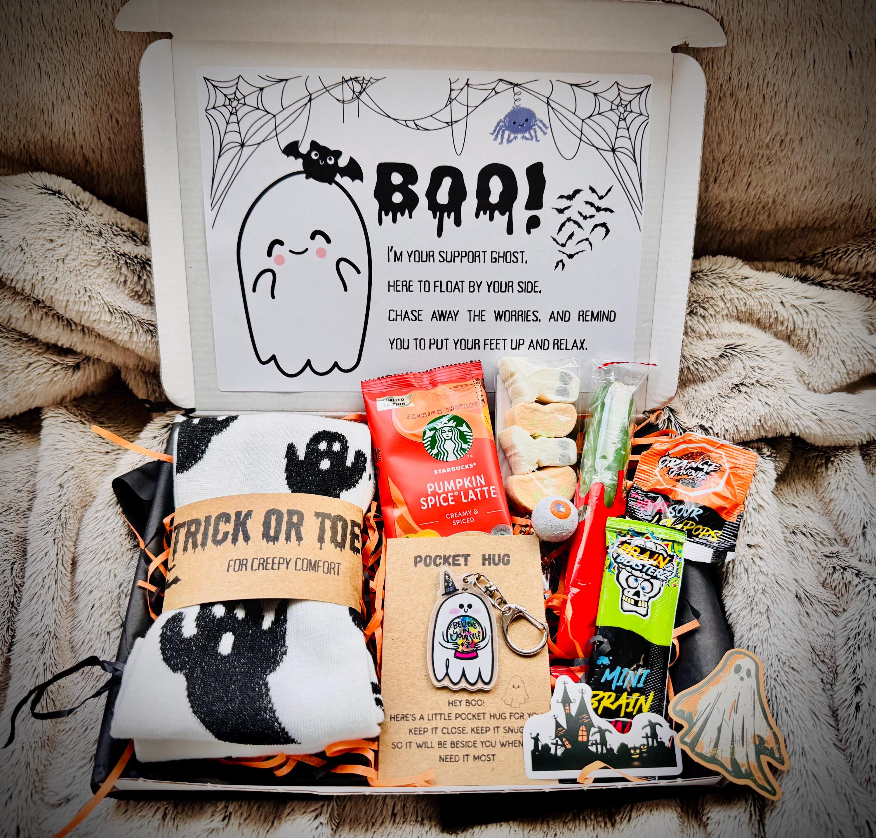 Emotional Support Ghost, Pamper Hamper, Cute Spooky Hamper, Halloween Hamper, Unisex Gift for Him or Her, Seasonal Boo Basket, Letterbox