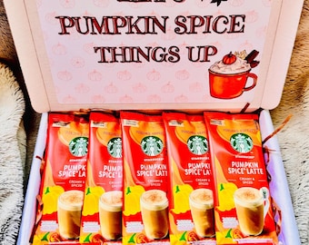 Coffee Gift Set - Starbucks Toffee Nut Latte, Pumpkin Spice Latte, PSL, Gift for Coffee Lover, Energy Motivational Kit, Uni, School, Autumn