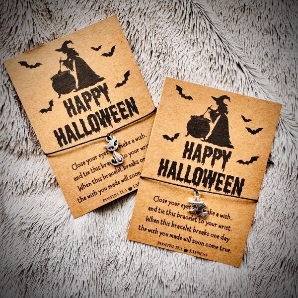 Halloween Wish Bracelet | Boo Besket Filler - Spooky Jewellery Token, Manifestation, Halloween Charm Bracelet, Make a Wish, Trick or Treat