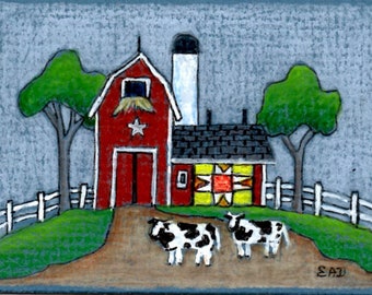 ACEO Print of Original "Our Town: Farm"