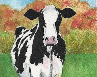 ACEO Print of original watercolor "Down on the Farm"