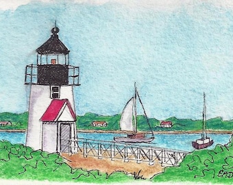 ACEO "Brant Point Morning" print from original art card