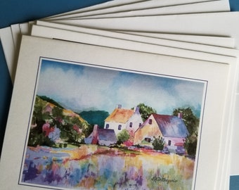 4 Pack of my notes showing watercolor "Rainbow Vista"