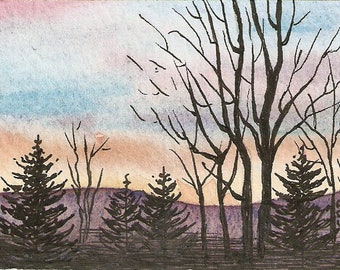 ACEO "Sunrise" Print of original colored pecil and ink
