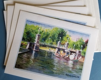 Four Pack Notes Boston Public Garden, Swan Boat by Elizabeth