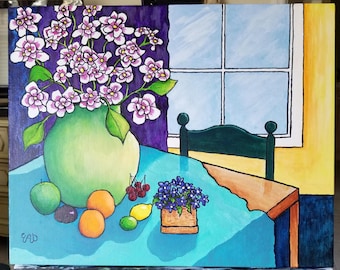 16 x 20 Acrylic Flowers and Fruit