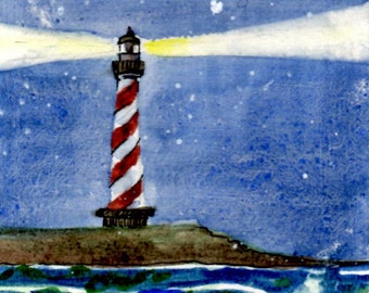 ACEO print "Orion Over Hatteras Light" by Elizabeth