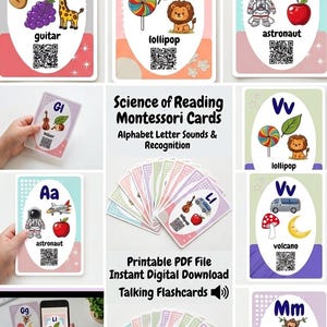 Interactive Phonics Flash Cards with QR Code Video Lesson, Alphabet Letter Sounds & Recognition, Science of Reading Montessori Cards PDF