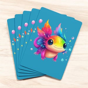 Cartas de Baralho de Axolotl, Baralho de Cartas de Axolotl, Presente Bonito de Axolotl, Presente de Axolotl para Crianças, Lembrancinha de Festa de Axolotl, Axolotl Arco-Íris, Axolotl Colorido