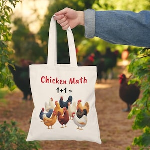 Huhn Mathe, lustiges Huhn Tragetasche, Huhn Liebhaber Geschenk, Huhn Leinentasche, niedliches Tier Tragetasche, Huhn Tasche, niedliches Huhn Geschenk