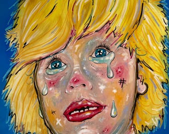 Pop Art Baby - High quality giclee print, wall art, large, painting, oil pastel.