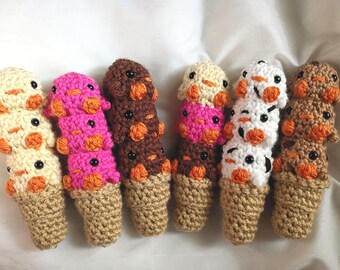 Crochet Ice Cream Chick Stack Plush Toy – Hand-Stitched Amigurumi