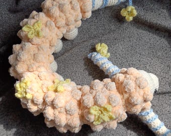Crochet Peach Caterpillar with flowers | amigurumi plushie