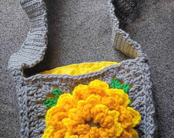 Yellow Flower shoulder bag|| Mini Floral tote bag