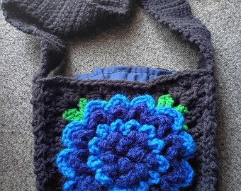 Blue Flower shoulder bag|| Mini Floral tote bag