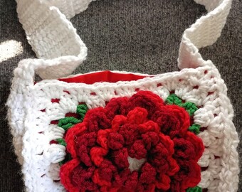Red Flower shoulder bag|| Mini Floral tote bag