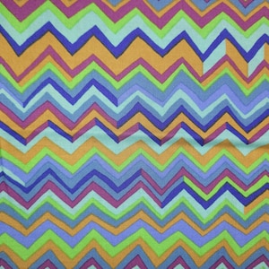 Zig Zag by Kaffe Fassett for Free Spirit fabric, 1 yard left, item PWBM 043, medium aqua blue lime green purple orange zig zag
