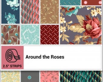 Around the Roses Jellyroll by Clothworks, 2.5&quot; strips with 40 pieces, 2-1/2 inch strips, precut fabric, item CLTST0227 8, dusty colors