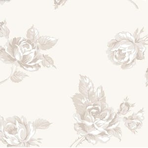 108&quot; Serenity wide back by Riley Blake fabric, 2 1/8 yards left, 108-inch wide backing, item WB8818, taupe-gray rose flowers on light tan