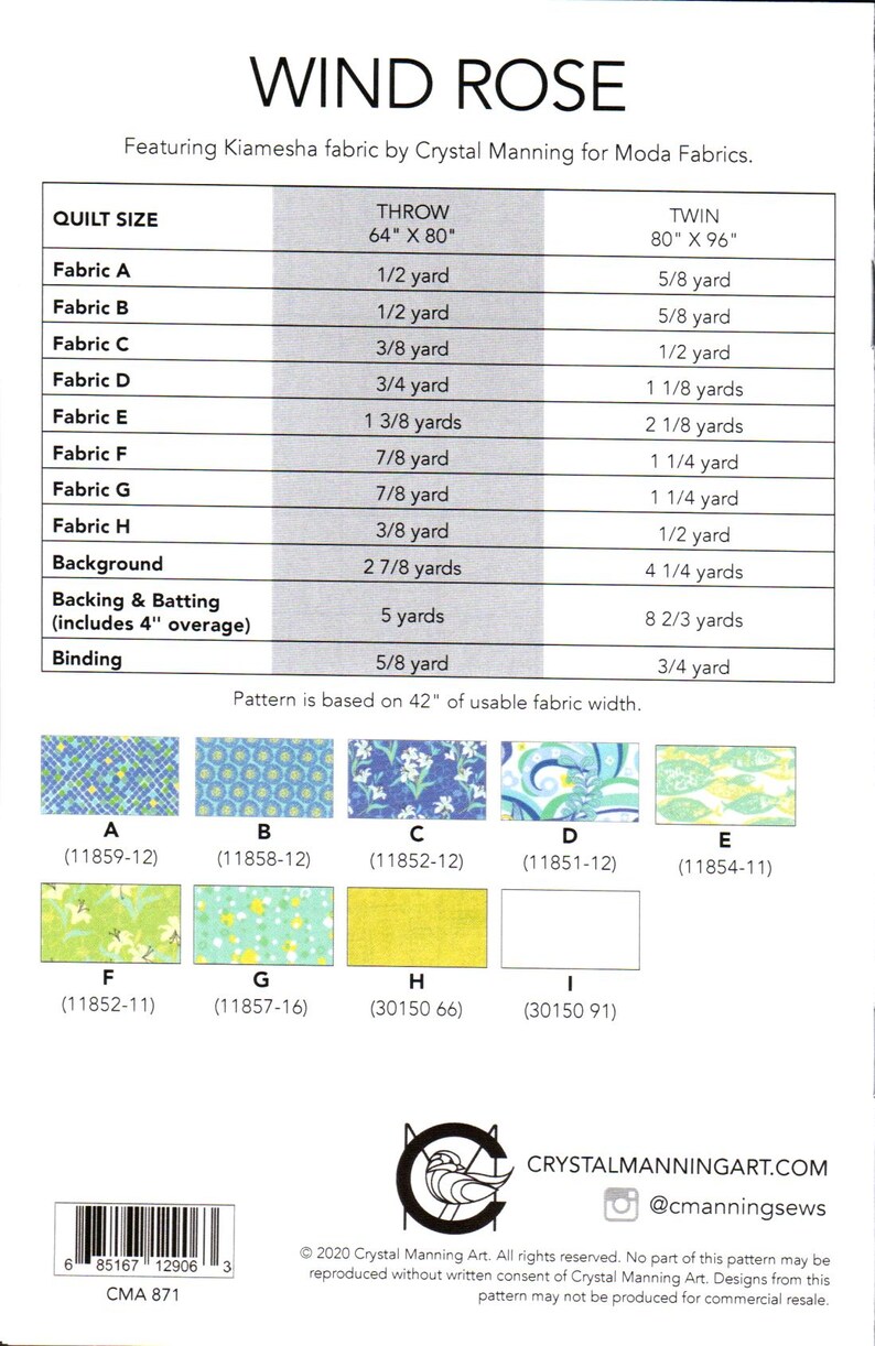 Windrose Sizes Windrose Quilt Pattern by Crystal Manning, 2 Sizes: Throw 64x80