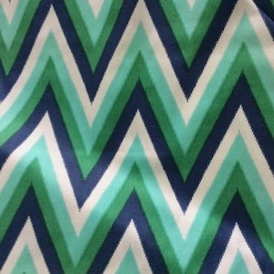 Color Me Happy Zigzag by Moda fabrics, 3 yards left, item 10828, large navy blue green mint green & white zig zag, 100% cotton