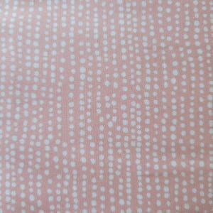 Tela Apricot Moonscape de Dear Stella, quedan 10 yardas, artículo ST-1150APRIC, color rosa melocotón albaricoque con toques de rayas, cortada a medida.