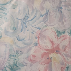 Garden Fantasy by Waverly, 2 1/2 yards left, 52-inch wide fabric, wispy pastel floral fabric, large scale pink blue & white upholstery