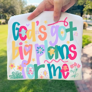 God heeft grote plannen voor mij png, christelijke png, kinderpng, coquette png, religieuze png, bloemen png, preppy png, trendy png, neon png, geloof
