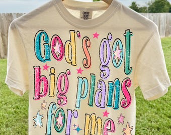 God's Got Big Plans for Me PNG, Christian Png, Kids Png, Coquette Png, Religious Png, Floral Png, Preppy Png, Trendy Png, Neon Png, Faith