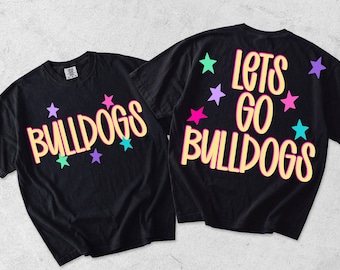 Mascotte Bulldogs PNG, Spirito scolastico PNG, Mascotte PNG, Giorno della partita PNG, Preppy PNG, Trendy PNG, Squadra PNG, Fronte e retro, Stelle PNG, Design artigianale