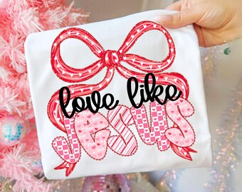 Love Like Jesus PNG, Jesus Png, Coquette Png, Glitter Png, Religious Png, Valentines Day Png, February 14th PNG, Preppy Png, Craft