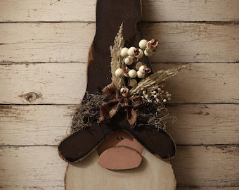 Primitive Handmade Gnome Door Hanger, Wood Decor (24 inches) MADE TO ORDER