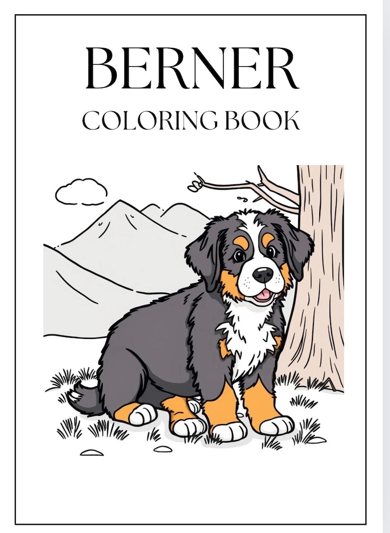Bernese Mountain Dog Coloring Book (10 Pages) - Etsy
