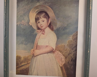 Vintage Framed Portrait Print Miss Willoughby George Romney Style Cottagecore