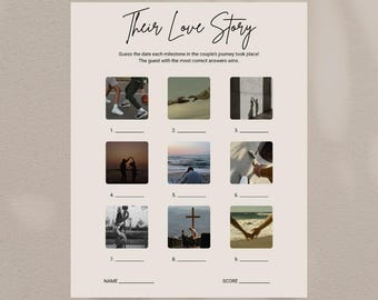 Love Story Wedding Game: Editable Couple Trivia (Canva Template Digital Download)