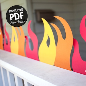 Fire Birthday Party PRINTABLE Flame TEMPLATES, diy cutouts for Decorations and Party Garland >> Instant Download PDF | Paper and Cake