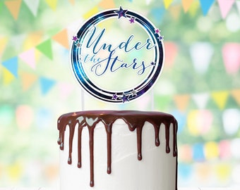 Under the Stars Cake Topper, Galaxy Party Treat Pick >> shipped to you | Paper and Cake