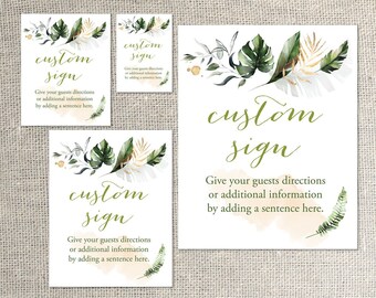 Greenery and Gold Party Signs PRINTABLE bundle - EDITABLE Text >> Instant Download | Paper and Cake