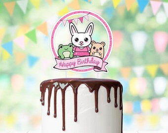 Cute Kawaii Cake Topper, Animals and Fruit Birthday Treat Pick >> shipped to you | Paper and Cake