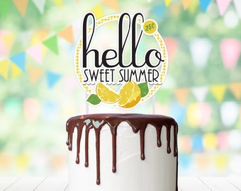 Lemonade Stand Cake Topper, Hello Sweet Summer Treat Pick >> shipped to you | Paper and Cake